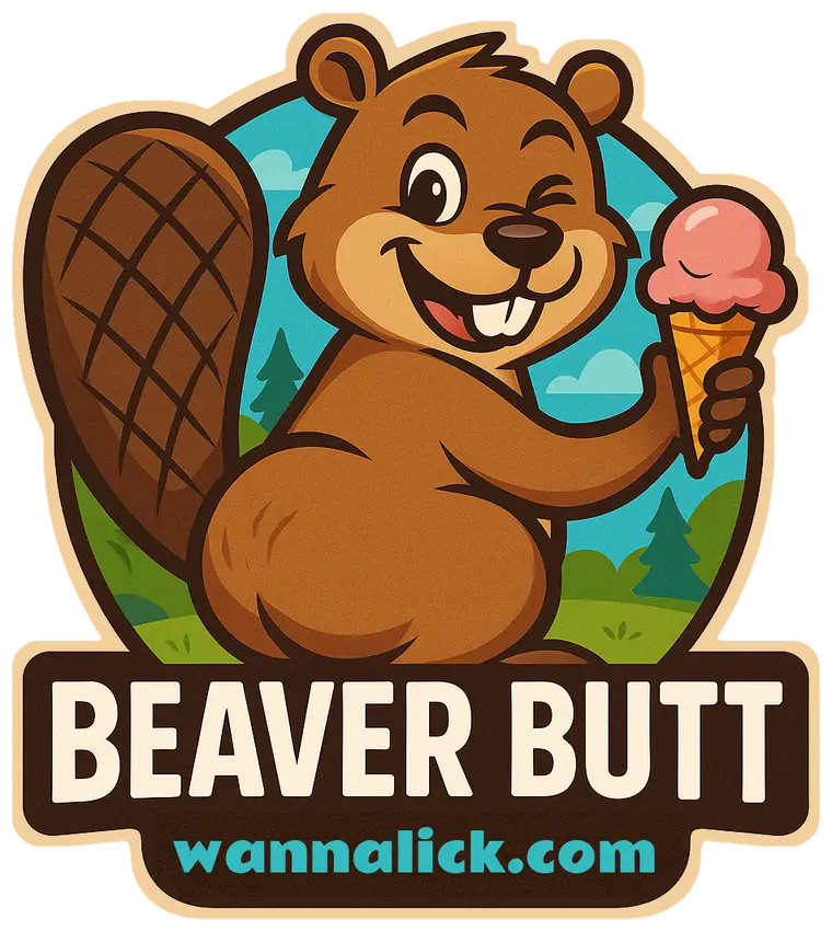 Beaver Butt design: cartoon beaver holding an ice cream cone